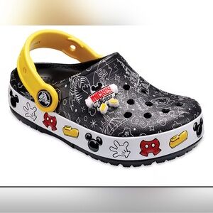 CROCS Mickey Mouse Light Up Classic Clog Disney Size Kids J2 Yellow Black White